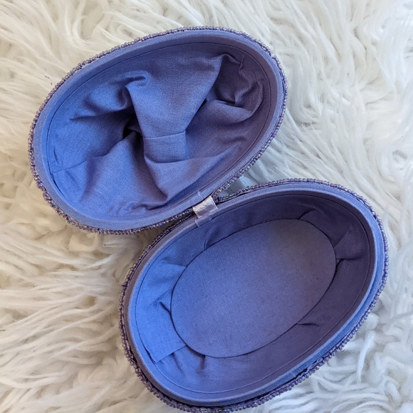 GAC RARE DECORATIVE EASTER EGG FILLABLE TRINKET / GIFT BOX WITH BEADS & SEQUINS - Picture 7 of 11